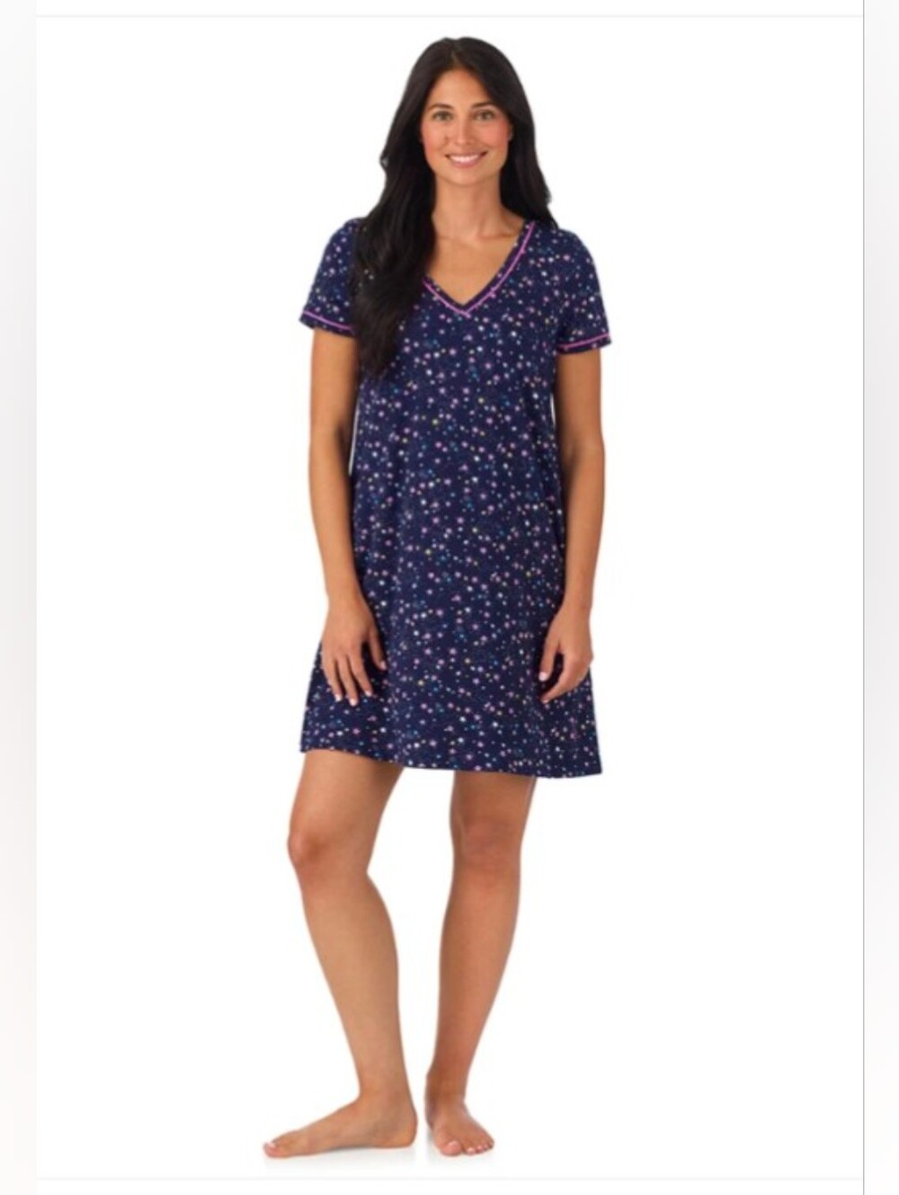 Cotton-Blend Short Sleeve Sleep Shirt